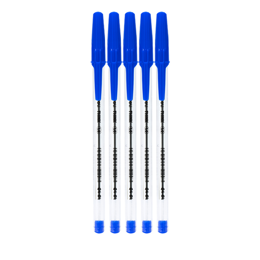 Набор ручек шариковых "Deli Think", 1 мм, прозрачный, стерж. синий, 5 шт