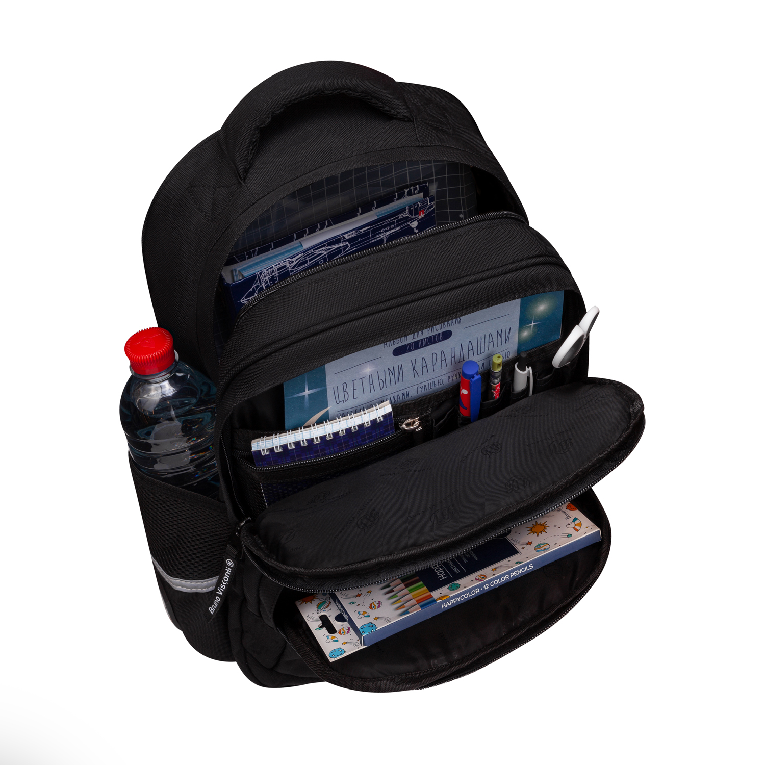 Рюкзак школьный Bruno Visconti "Динозавры. Паттерн", черный - 4