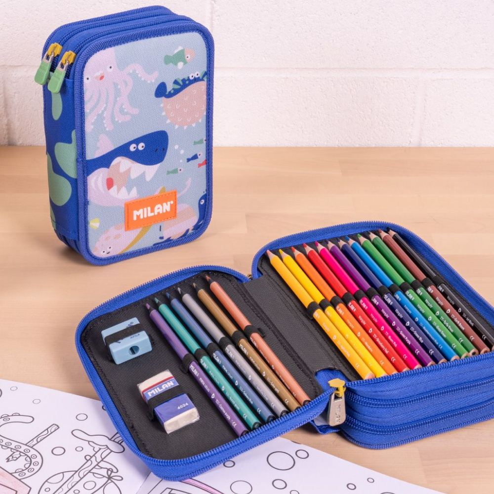 Пенал "Blue Odyssey" 2 отделения, с наполнением - 6