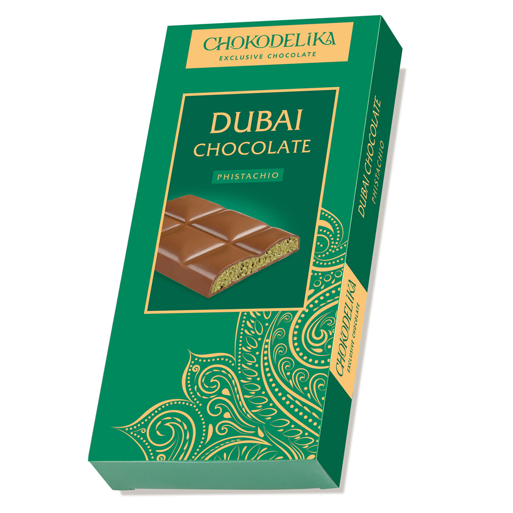 Шоколад молочный "Dubai Pistachio" с начинкой из фисташки, 50 гр