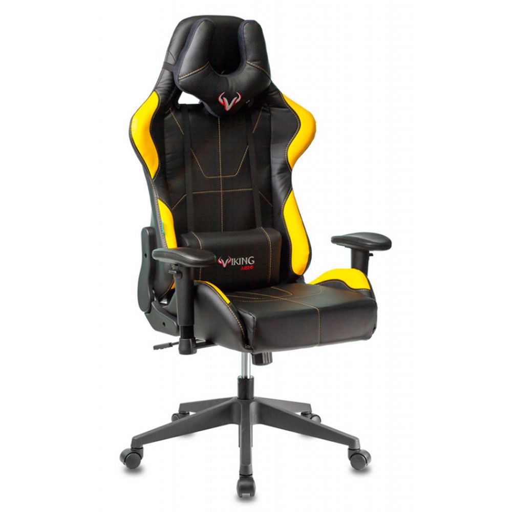  Кресло игровое Бюрократ "Zombie VIKING 5 AERO", экокожа, пластик, черный, желтый