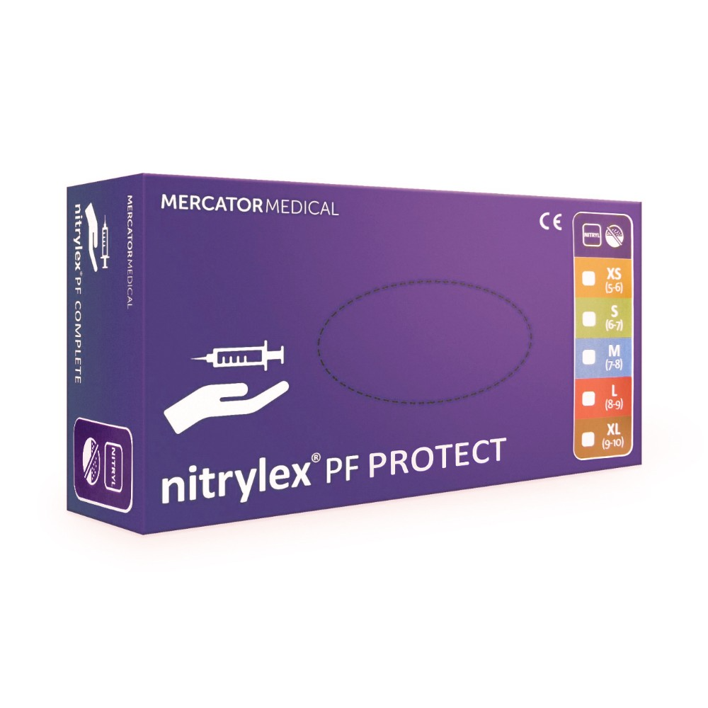  Перчатки нитриловые неопудренные одноразовые текстурированные Nitrylex, р-р XS, 100 шт/уп, фиолетовый