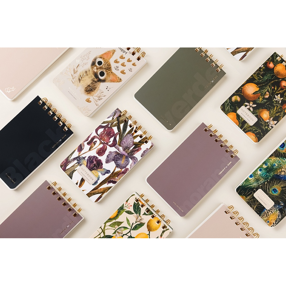 Блокнот "Flora. Paradise. Oranges", В6, 100 листов, линейка, спираль сверху, зеленый, оранжевый