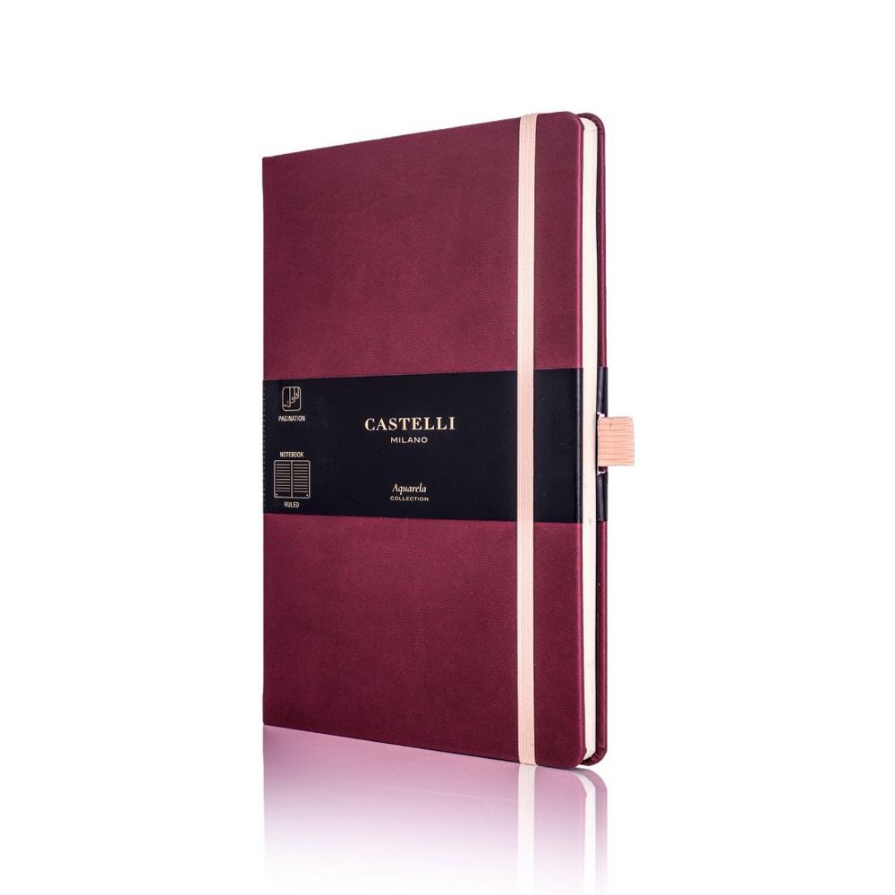 Блокнот "Aquarela Black Cherry", А5, 96 листов, линейка, вишневый