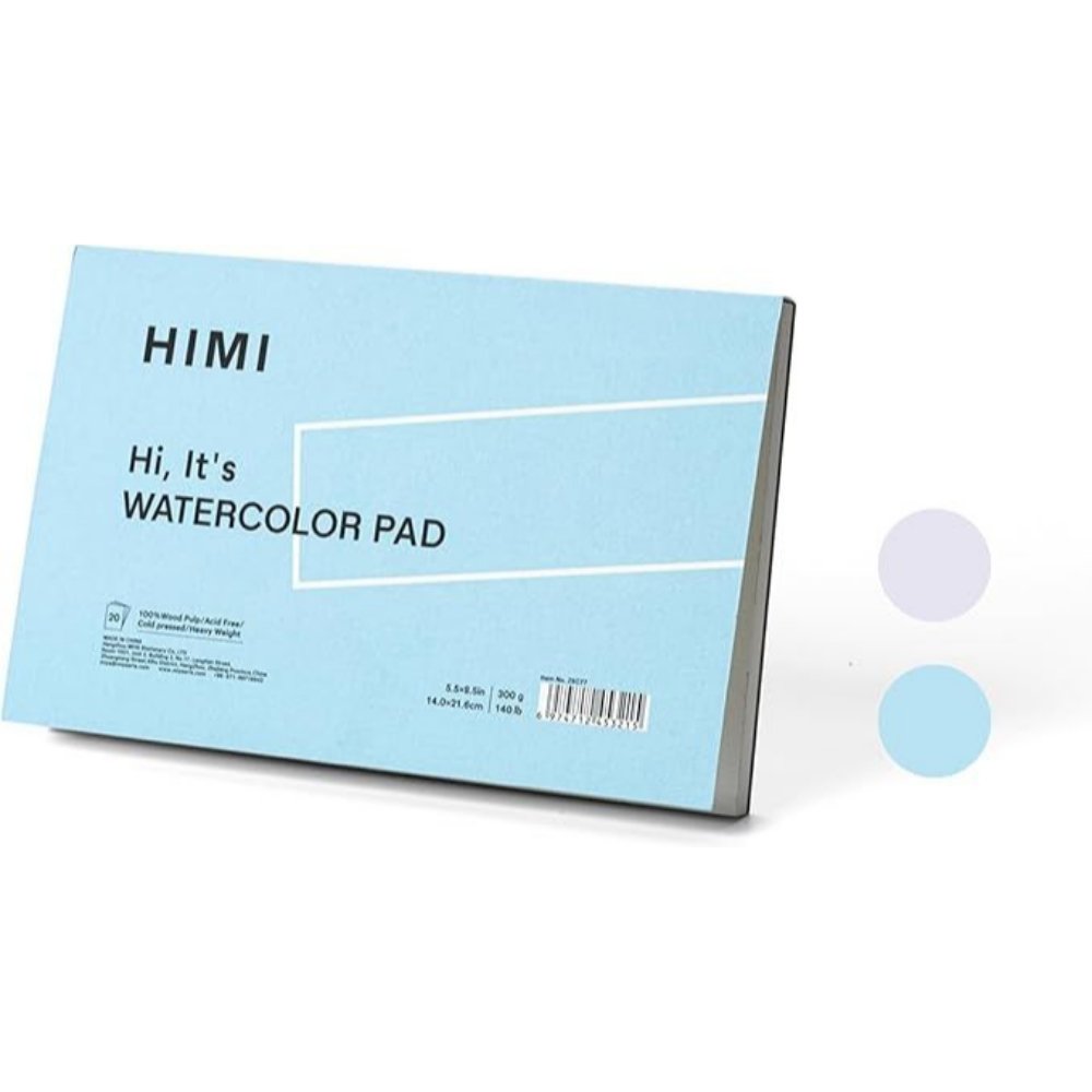 Блок-склейка бумаги для акварели "Himi", 14х21,5 см, 300 г/м2, 20 листов, голубой