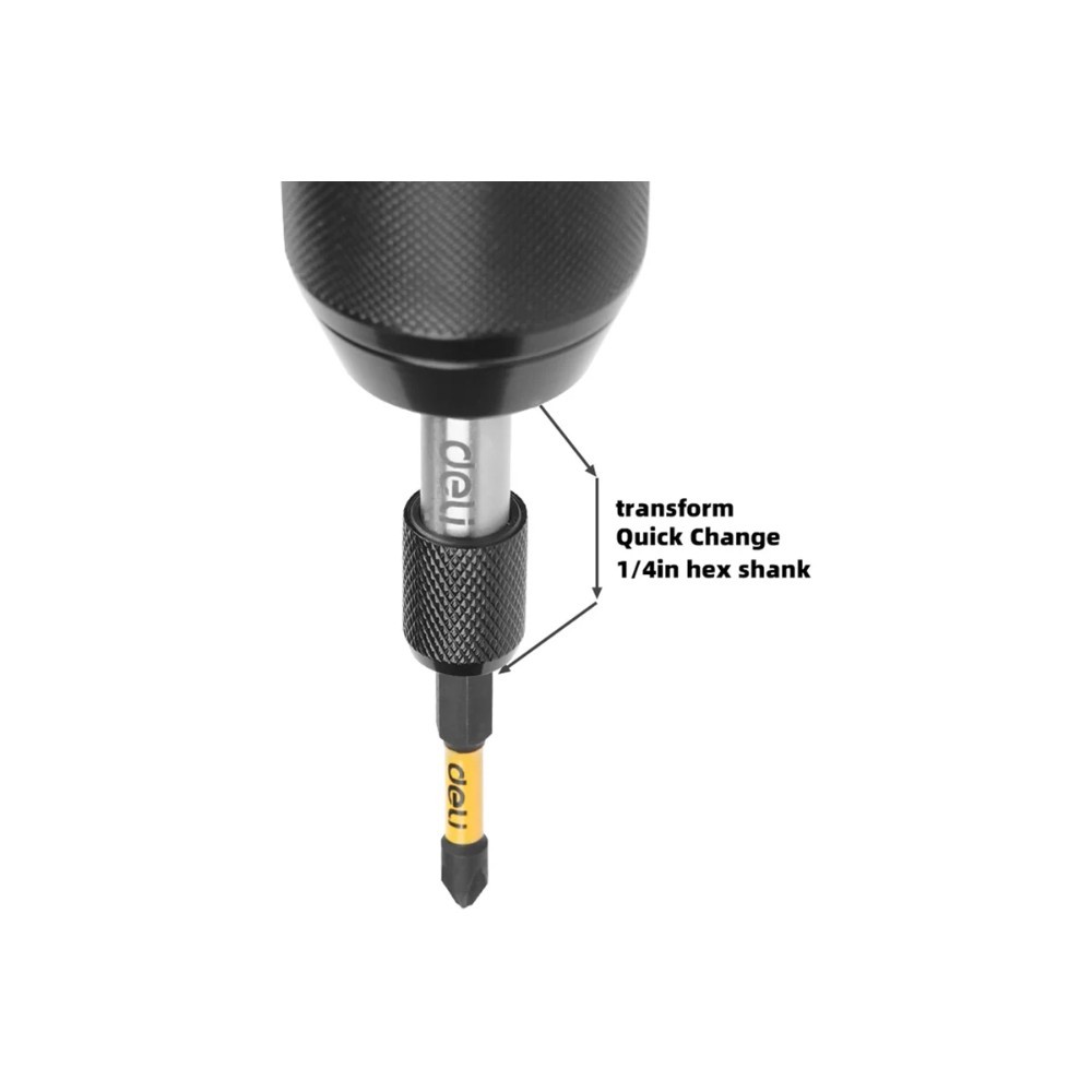 Держатель бит (насадок) магнитный Deli YS EDL107401, 60мм, 1/4", с фиксатором - 8