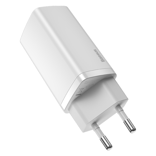 Сетевое зарядное устройство Baseus CCGAN2L-B02 GaN2 Lite Quick Charger Type-C+USB 65W White - 4
