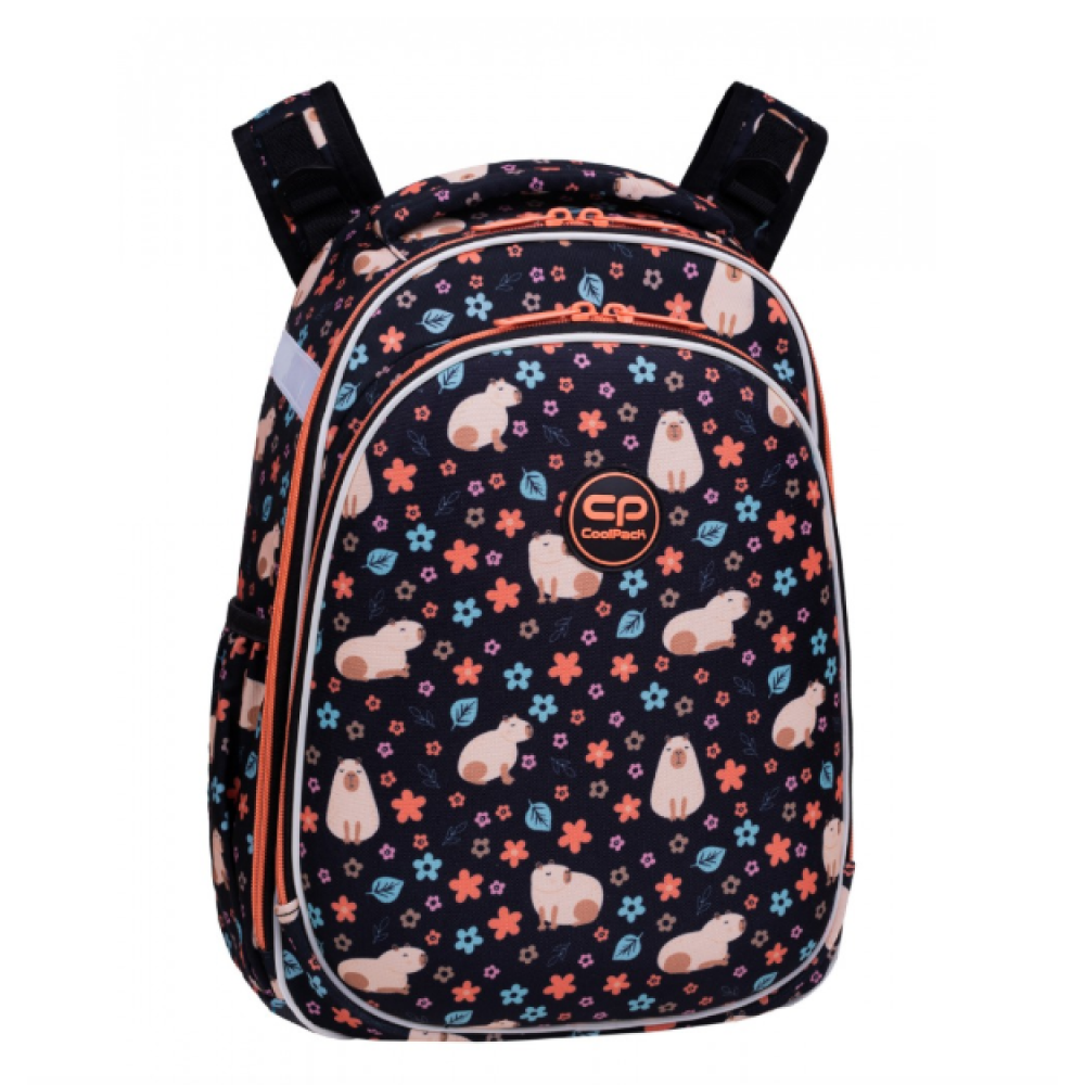 Рюкзак молодежный "Capybara", черный, оранжевый