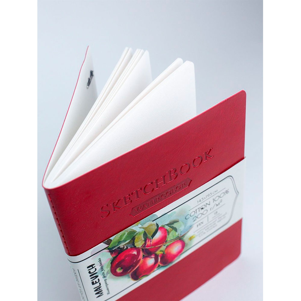 Скетчбук для акварели "Малевичъ", 14.5x19.5 см, 200 г/м2, 18 листов, красный - 6
