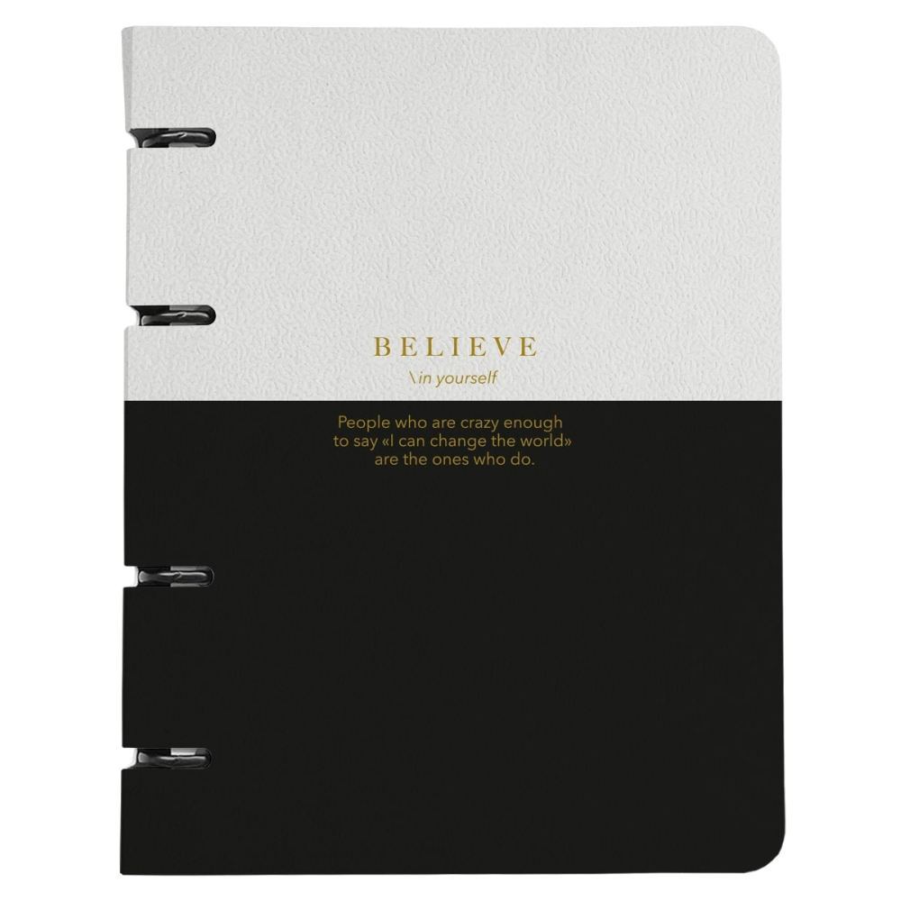 Тетрадь "Believe айвори полоса", А5, 120 л, клетка, черный, белый