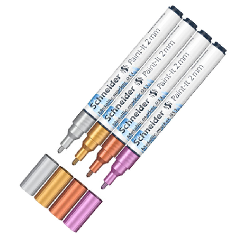 Набор маркеров перманентных Schneider "Paint-It 011 Set 1", 4 шт, ассорти металлик
