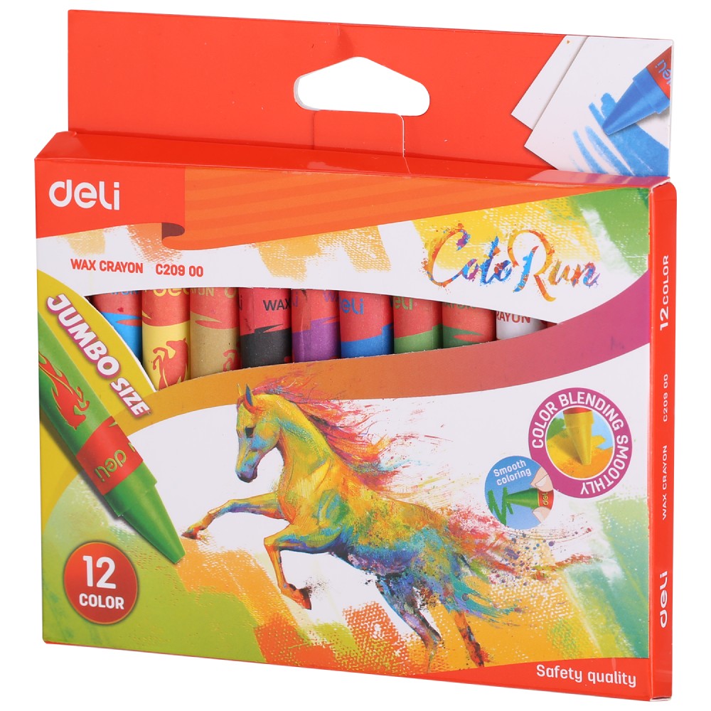 Мелки восковые Deli "ColorRun JUMBO size", 12 цветов, ассорти