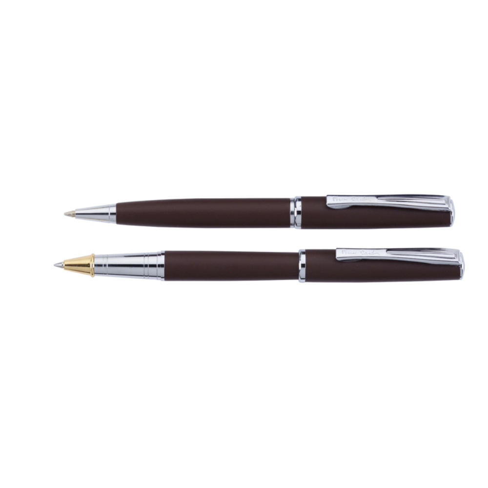 Набор ручек "Pierre Cardin Pen&Pen": ручка шариковая автоматическая и роллер, серебристый, коричневый