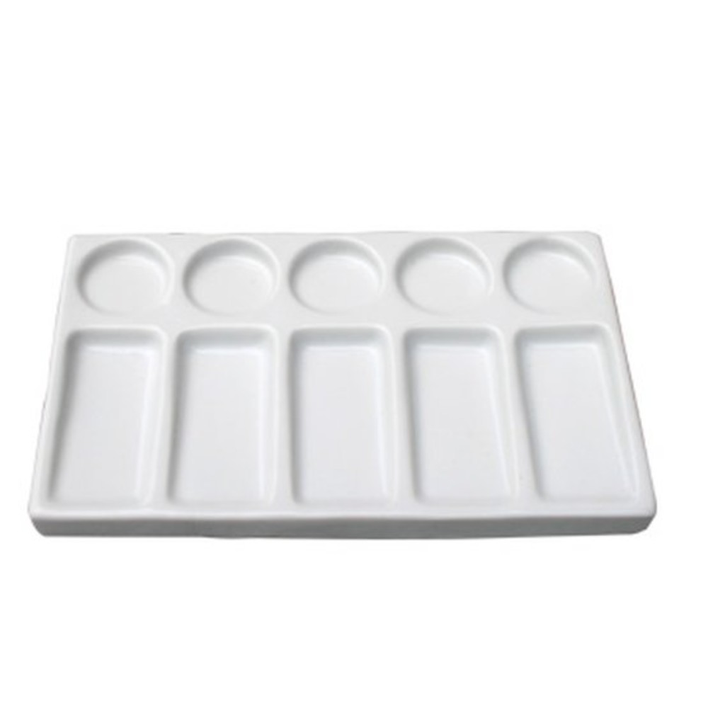 Палитра фарфоровая "Сонет", прямоугольная, 10 ячеек, 11х19 см