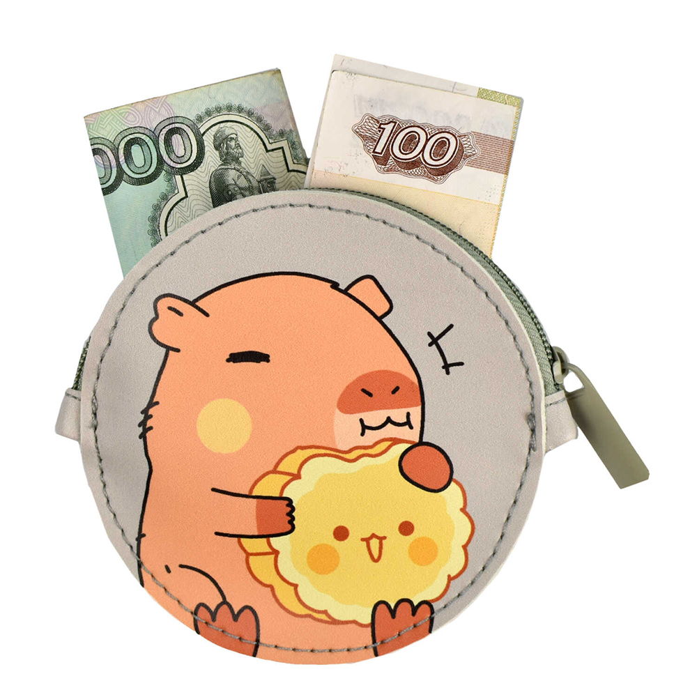 Кошелек "Капибара с печенькой", коричневый - 3