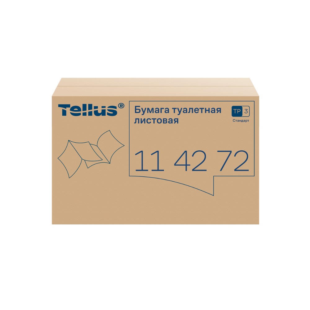 Бумага туалетная  Tellus Стандарт, TР3, листовая, 250 листов, 1 слой - 3