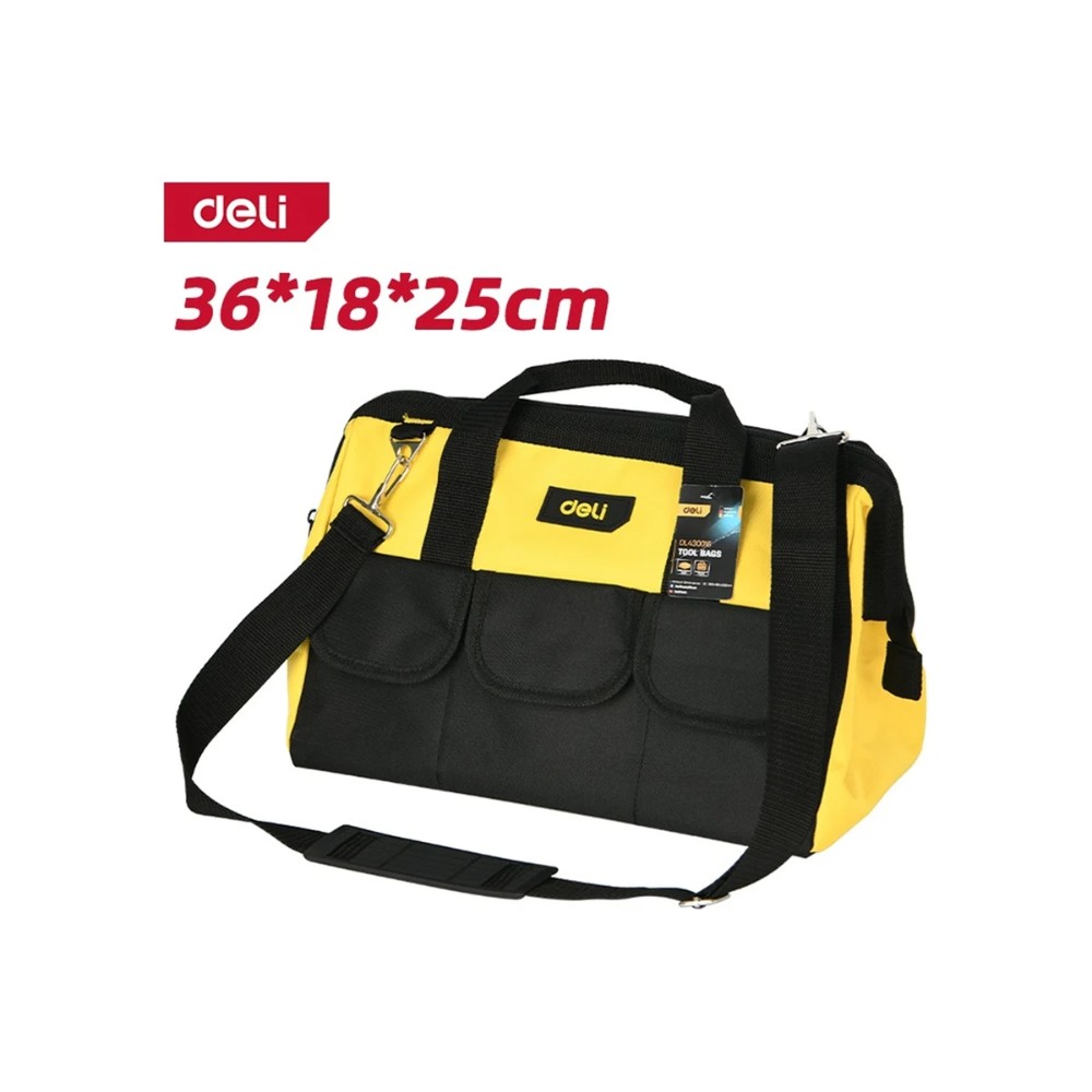 Сумка для инструментов Deli YS EDL430016, 360х180х250 мм, ткань Oxford, черный, желтый