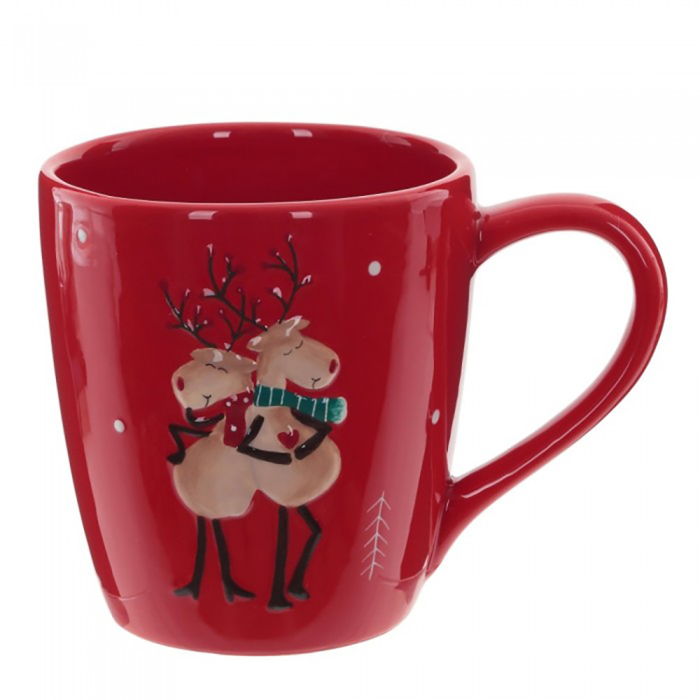 Кружка "Олени", керамика, 500 мл, красный