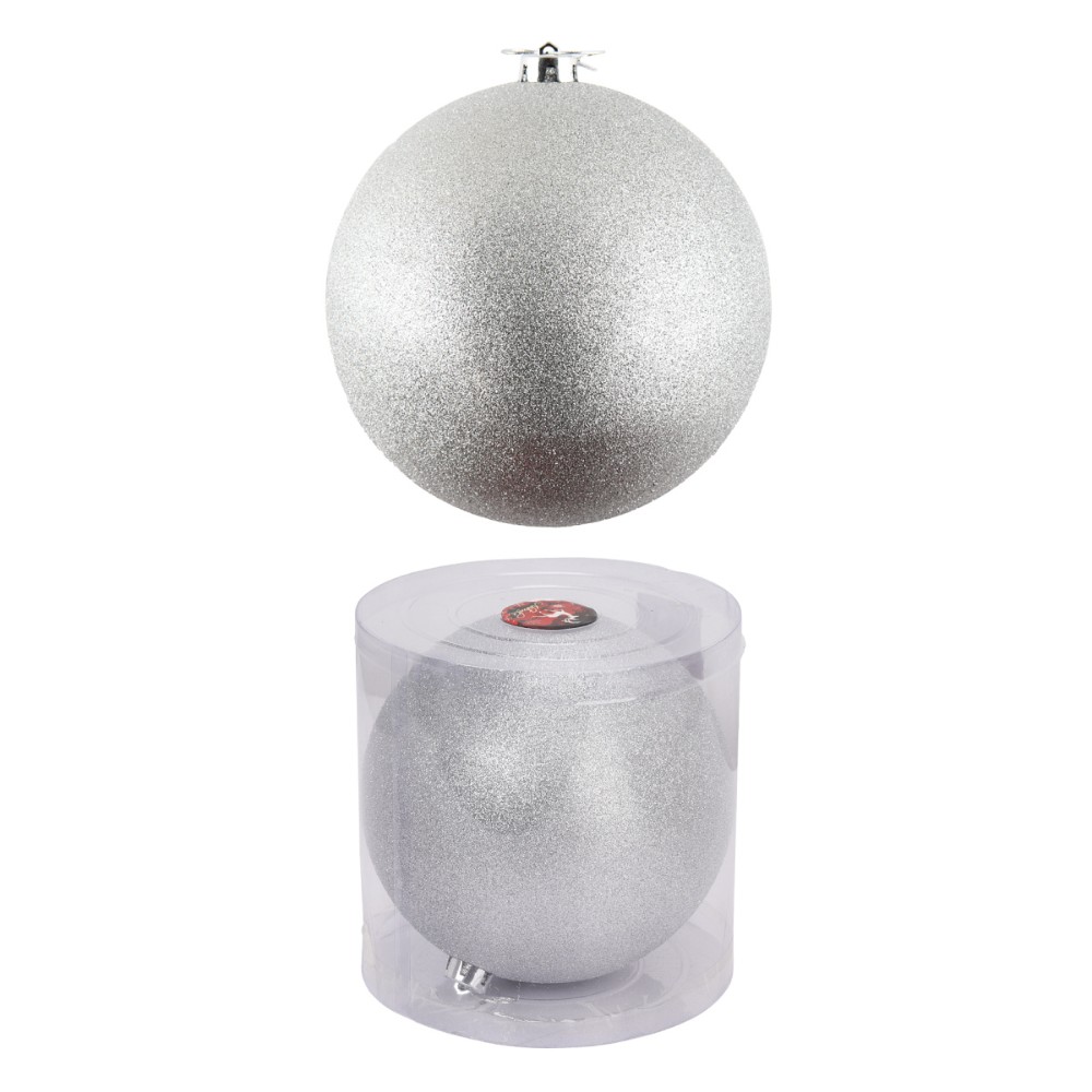  Шар елочный "Блеск", 20 см, пластик, серебро