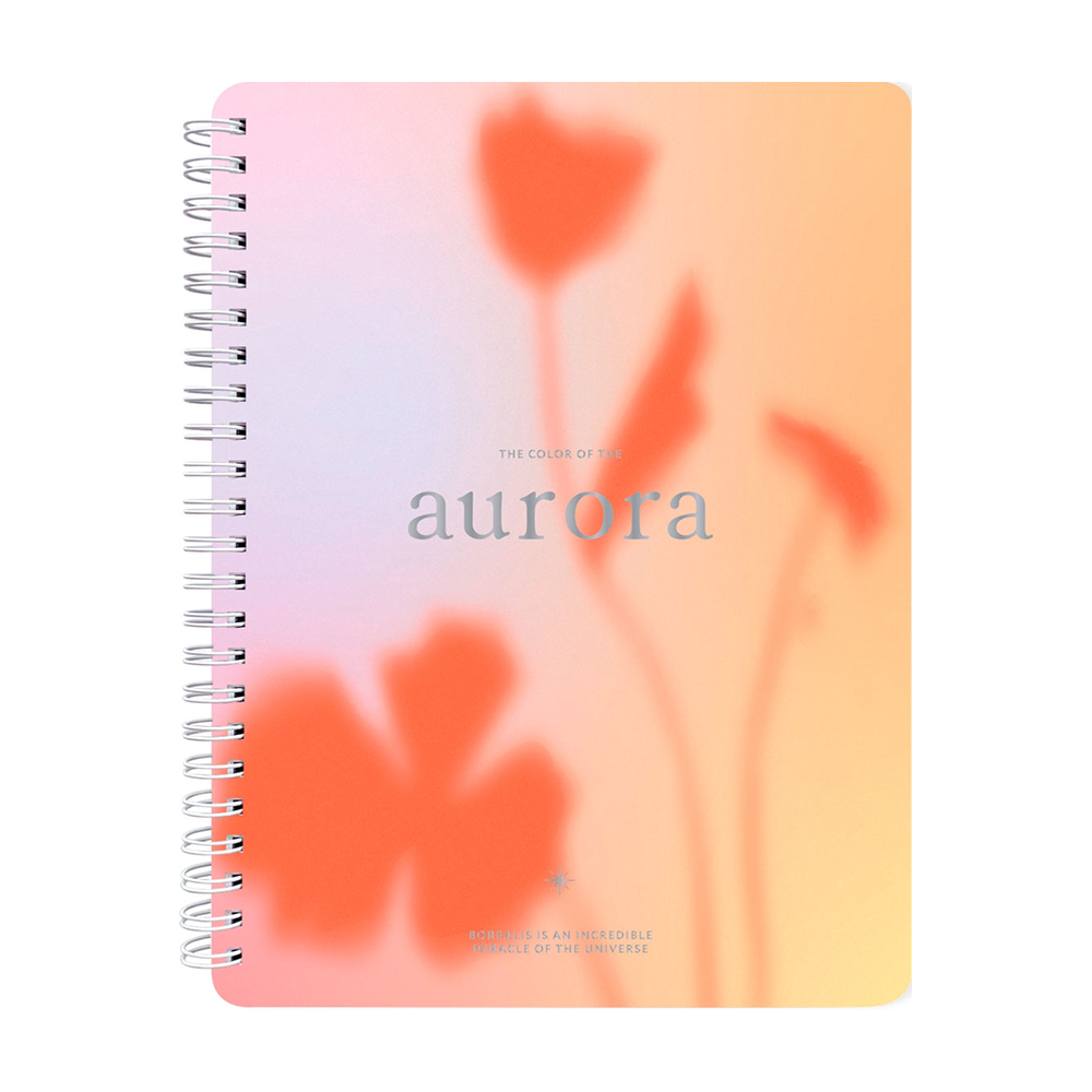 Тетрадь "Aurora полярное сияние", A5, 120 листов, клетка, спираль сбоку, разноцветный