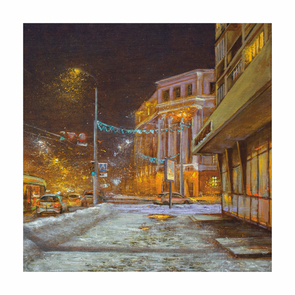 Скетчбук "Академия. Мокрый снег", Ольга Шкарубо, 12x12 см, 80 листов, желтый