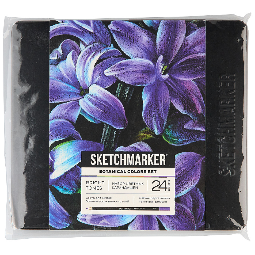 Набор карандашей цветных "Sketchmarker Ботаника", 24 цвета, в металлической коробке