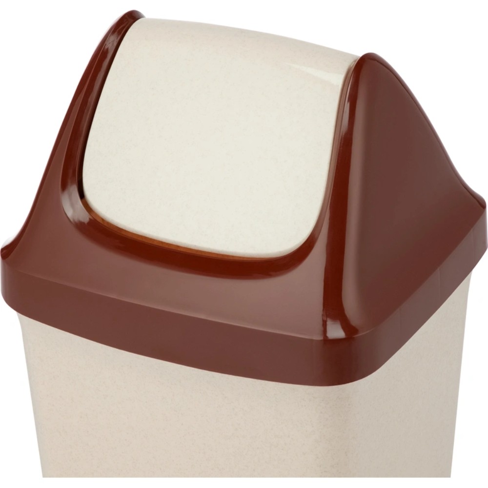 Урна для мусора 25л «СВИНГ», пластик, с крышкой, бежевый мрамор - 4