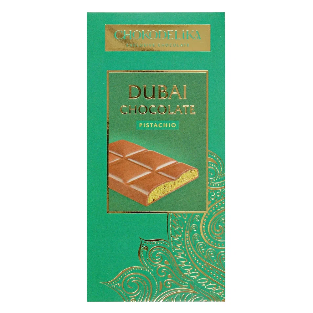 Шоколад молочный "Dubai Pistachio" с начинкой из фисташки, 50 гр