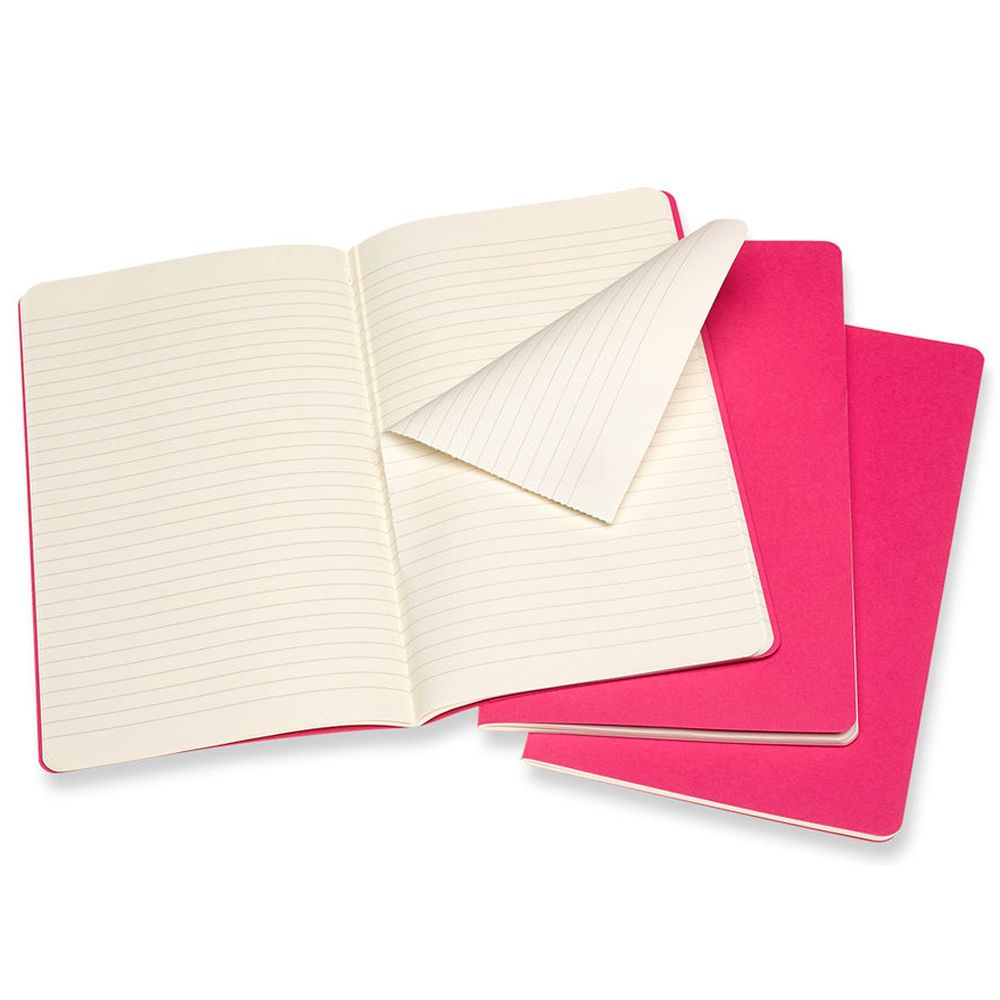 Блокнот "Cahier Journal Large", А5, 40 листов, линейка, 3 шт, розовый неон