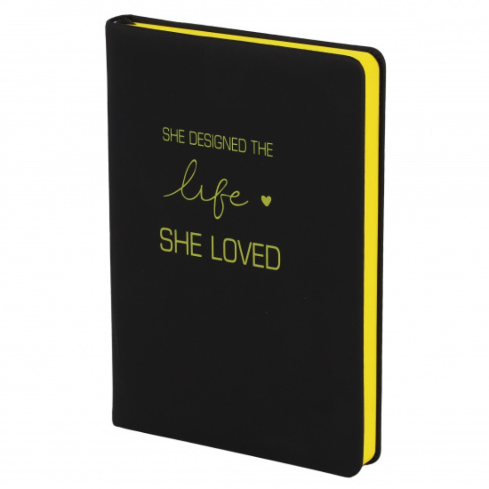 Ежедневник недатированный "FIORENZO Pastel soft touch", A5, 168 листов, черный, срез желтый