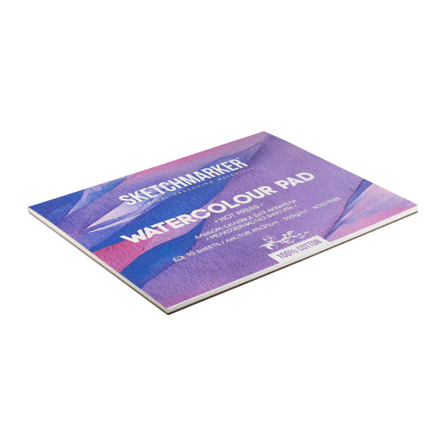 Блок бумаги для акварели "Sketchmarker", А3, 300 г/м2, 10 листов, мелкозернистая - 3