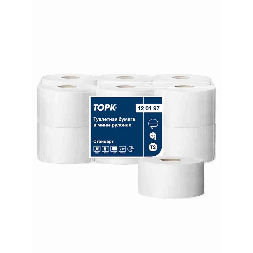 Бумага туалетная Tellus Стандарт, Т2, в мини рулоне, 200 м, 1 слой