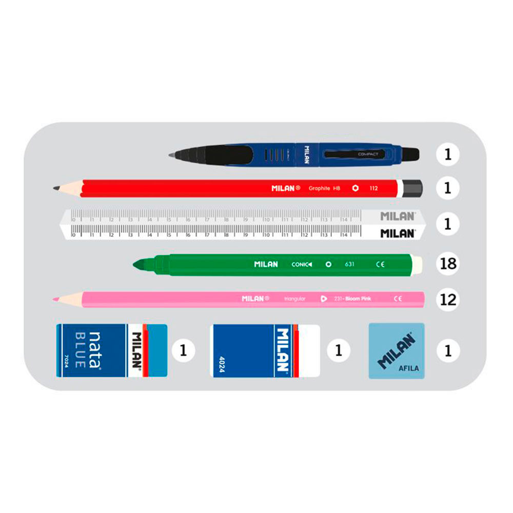 Пенал Milan "Fairy Tale", 2 отделения, с наполнением - 5