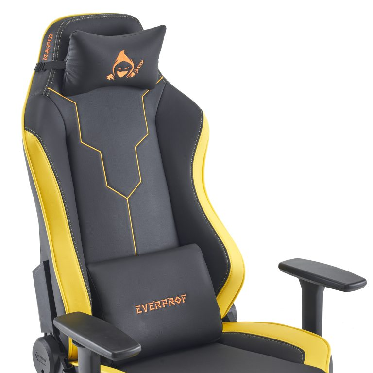 Кресло игровое EVERPROF Rapid экокожа, черный/желтый, крестов. металл - 13