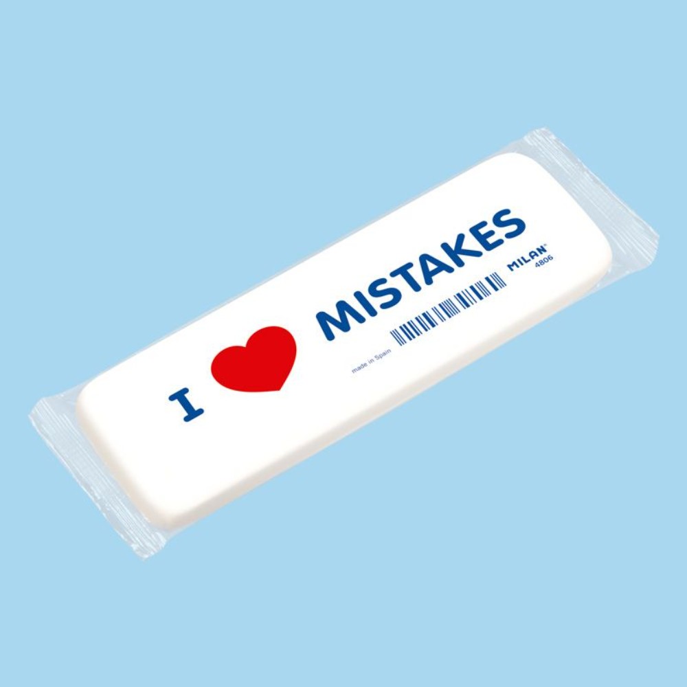 Ластик Milan "I love mistakes", 14x4,4 см, белый - 2