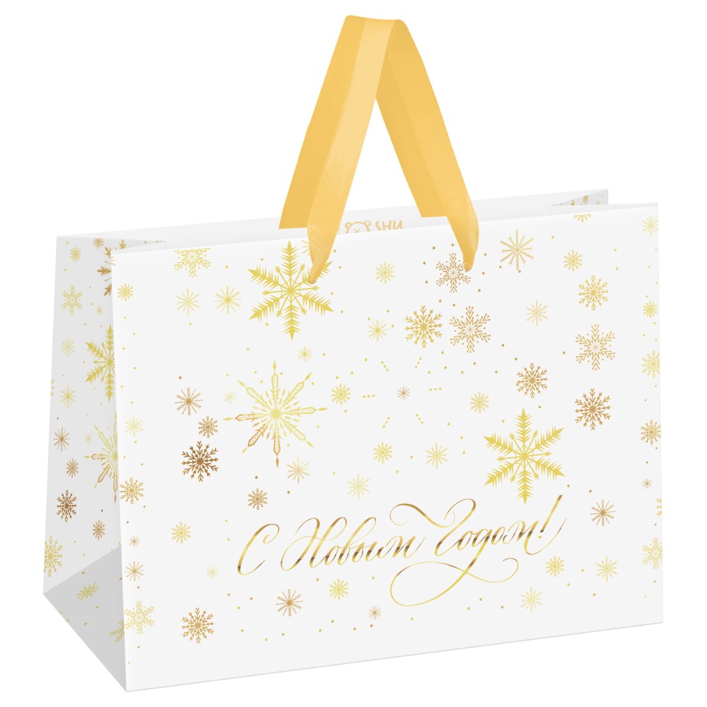 Пакет подарочный "Gold snowflake", ламинированный