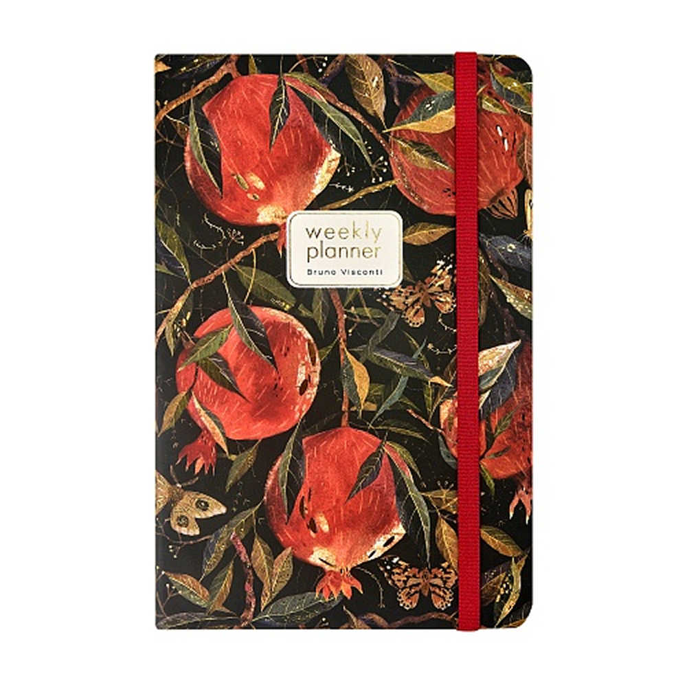 Еженедельник недатированный "Flora. Гранат", А5, 144 страниц, линованный, черный, красный