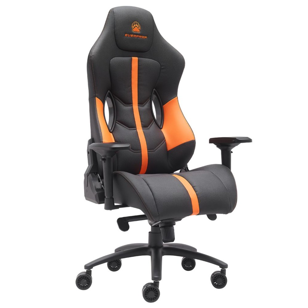 Кресло игровое EVERPROF "Jaguar", экокожа, металл, черный, оранжевый