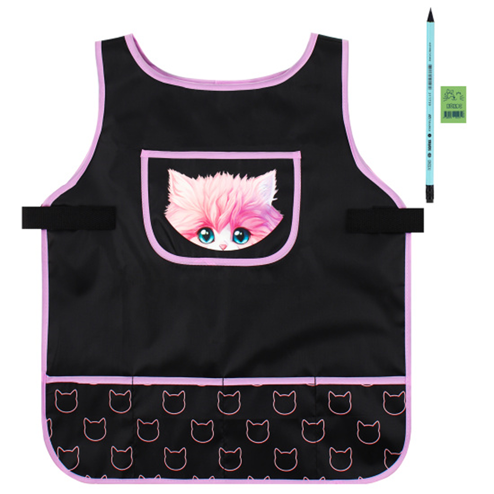 Набор для труда "Кот в кружке", накидка, карандаш, ластик