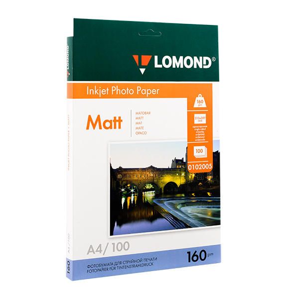Фотобумага матовая для струйной фотопечати "Lomond", А4, 100 листов, 160 г/м2