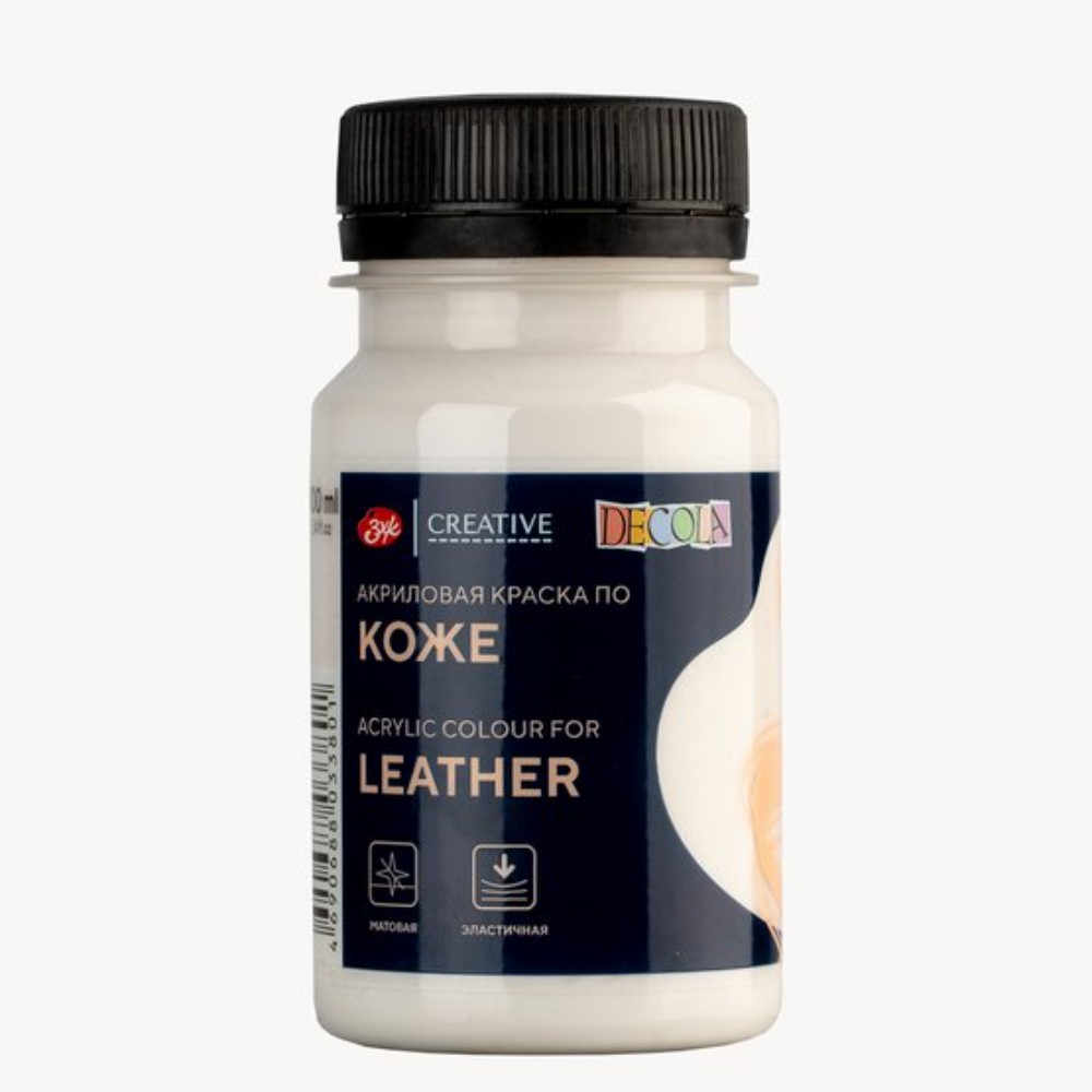 Краска акриловая для кожи "Декола", 104 белая, 100 мл., банка