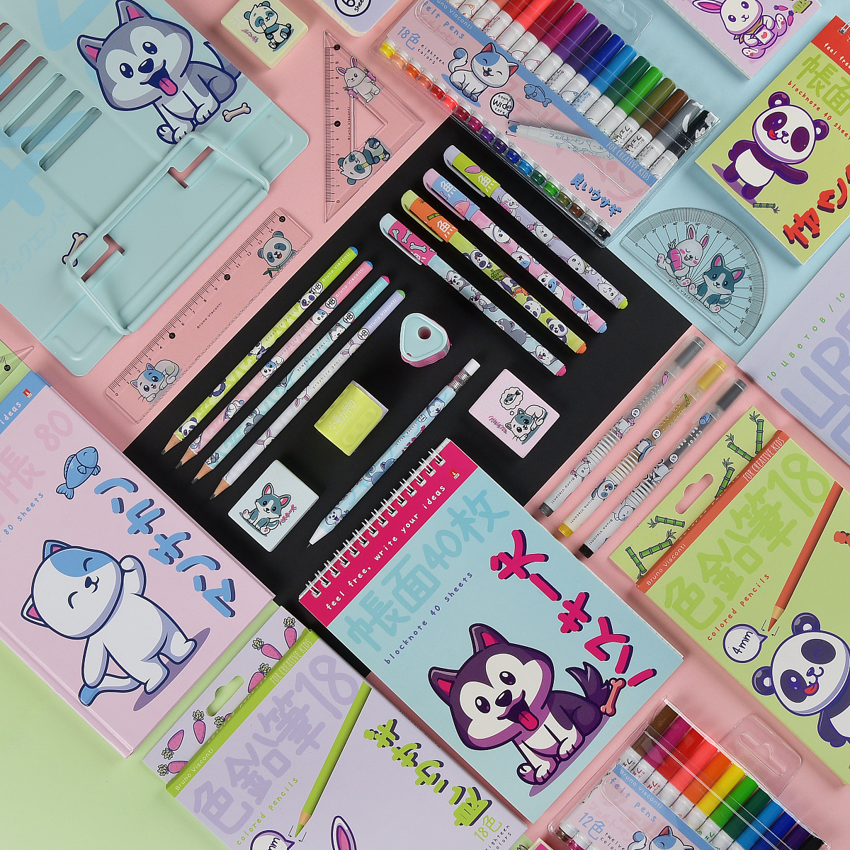 Блокнот Bruno Visconti "Kawaii animals", А7, 40 листов, клетка, ассорти - 6