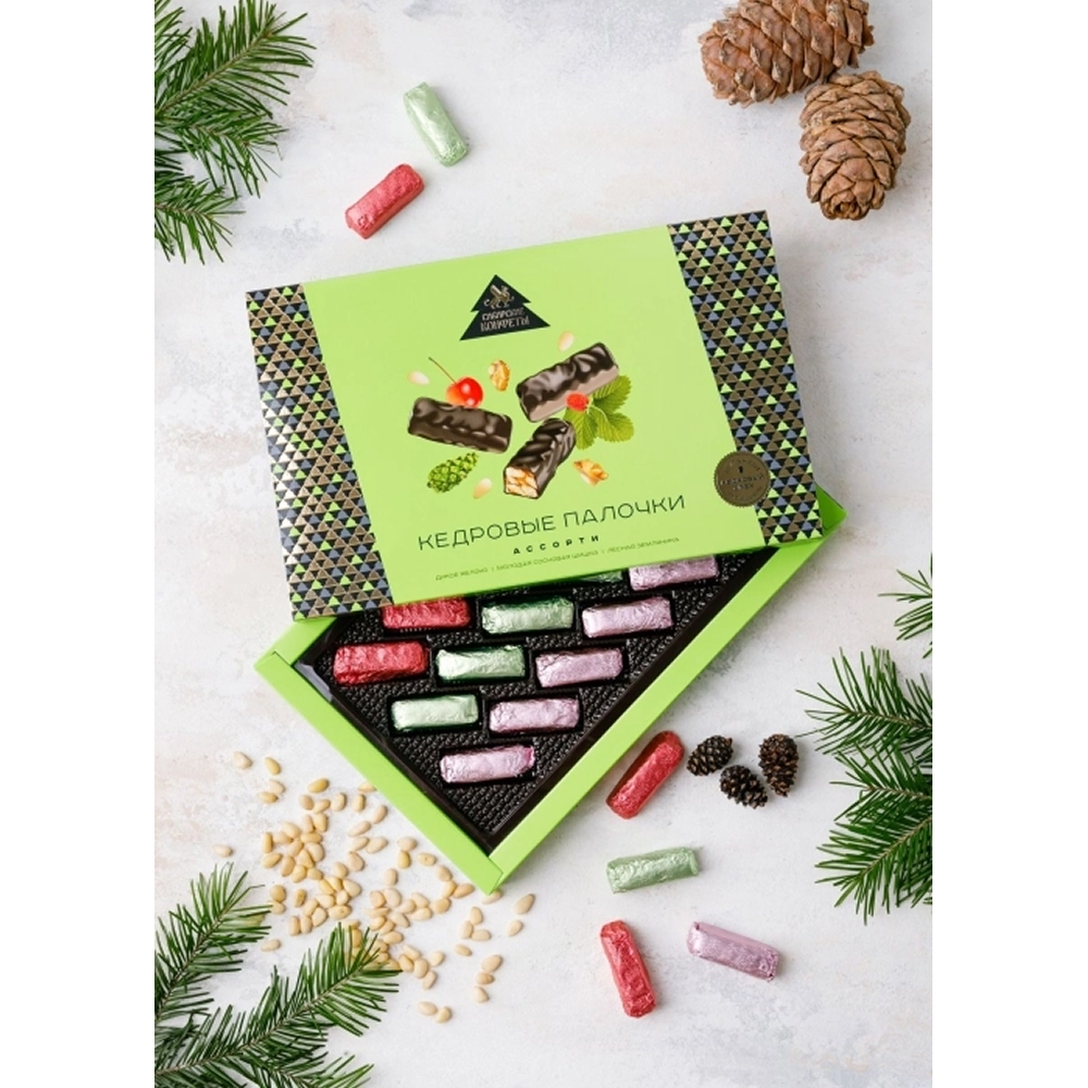 Конфеты "Сибирские конфеты", кедровые палочки, ассорти, 110 г