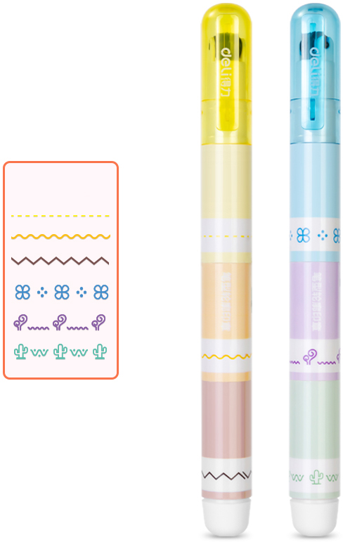 Маркер текстовый Deli TB341 с роликовым штампом, ассорти