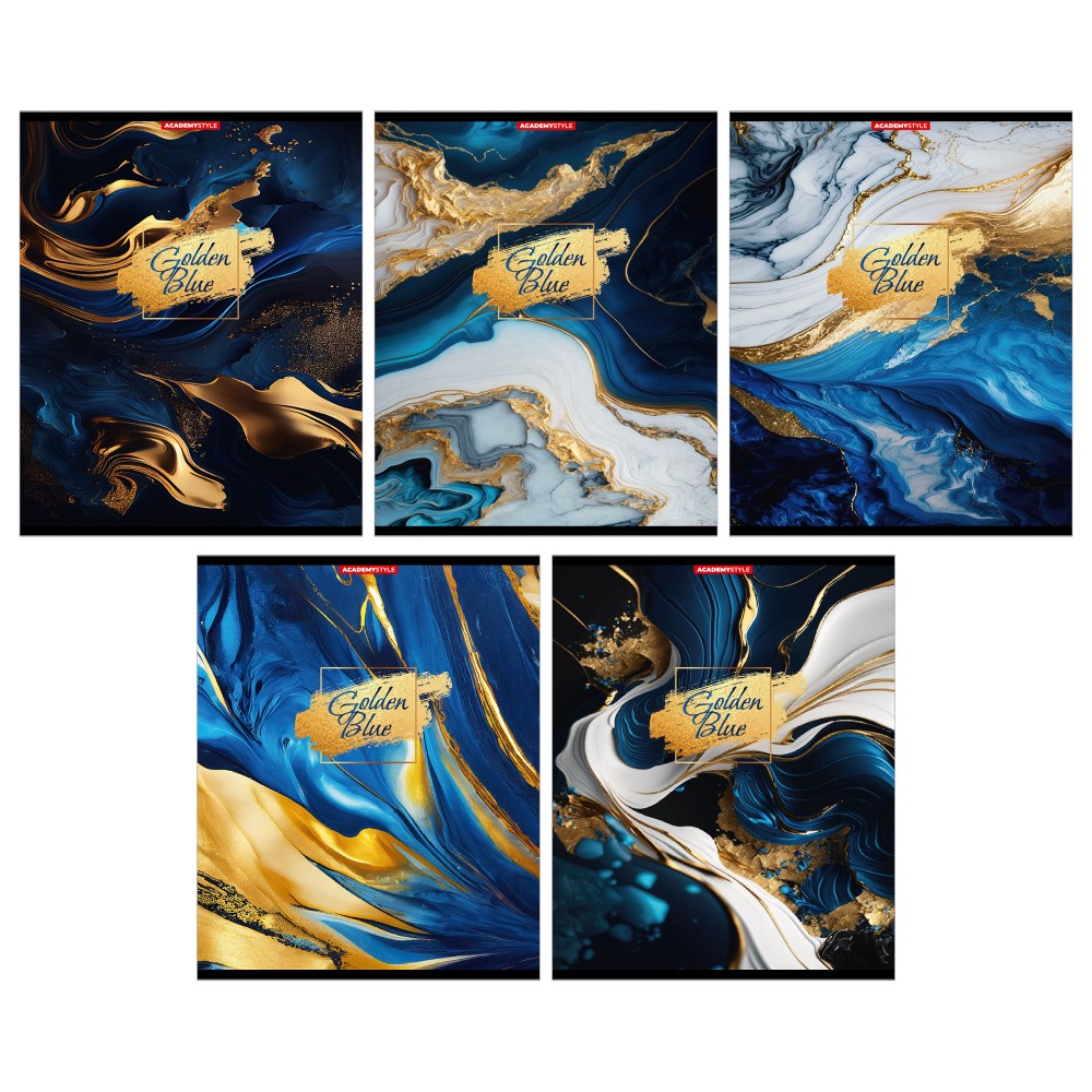 Тетрадь "Golden Blue", А5, 96 листов, клетка, ассорти 