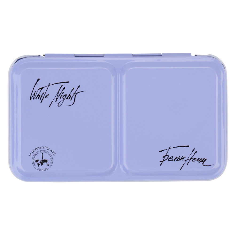 Пенал для акварели "Белые ночи" на 12 кювет, металл, светло-голубой