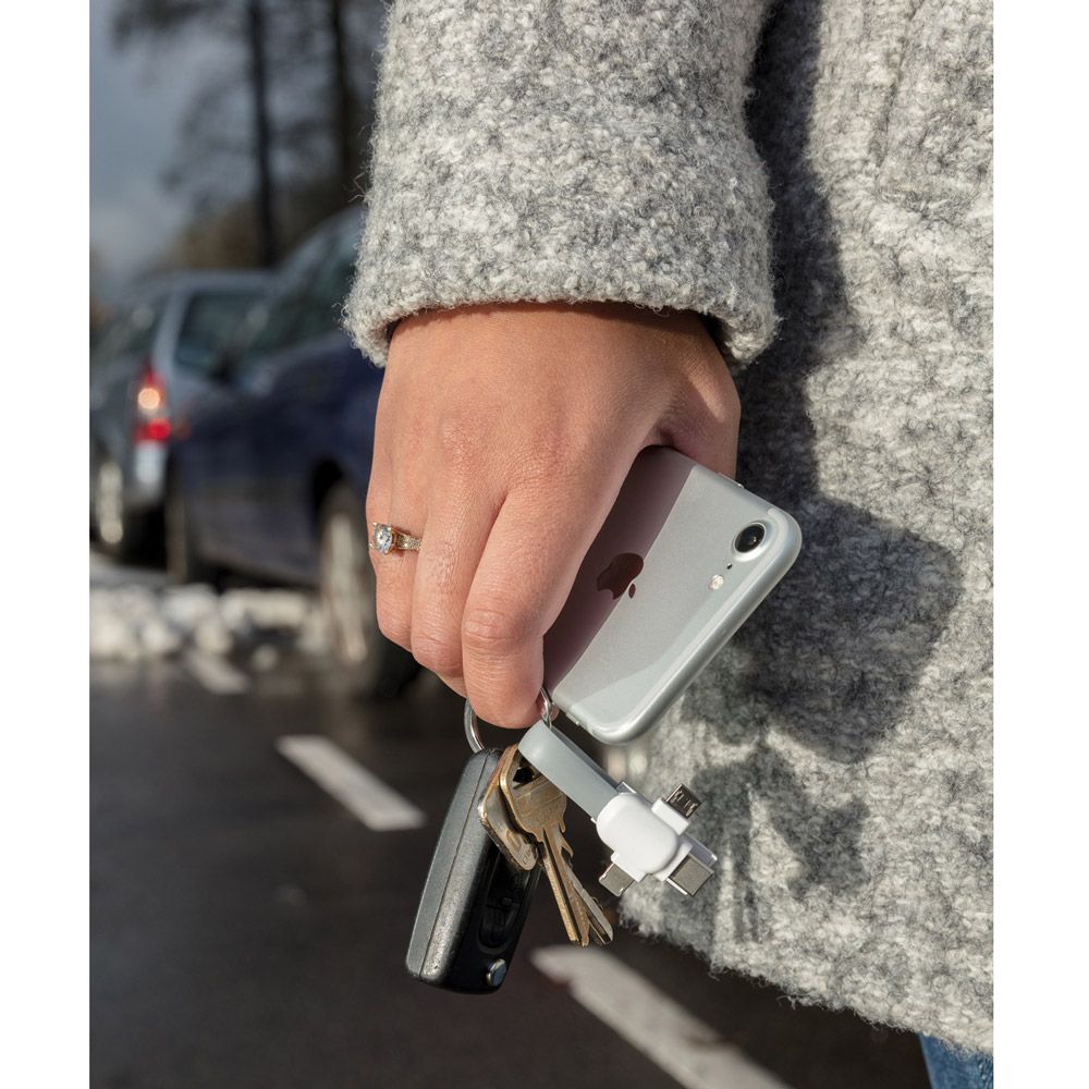 Кабель-брелок с микро-USB "P302.113", серый, белый - 6