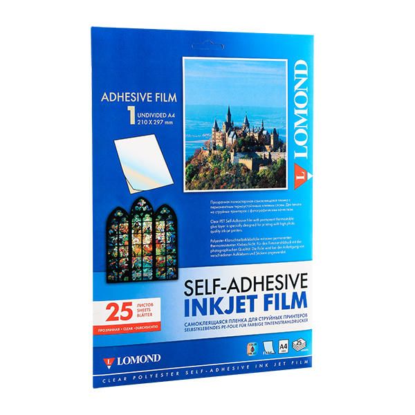 Самоклеящаяся пленка струйная прозрачная, А4, 25 листов, 110 г/м2
