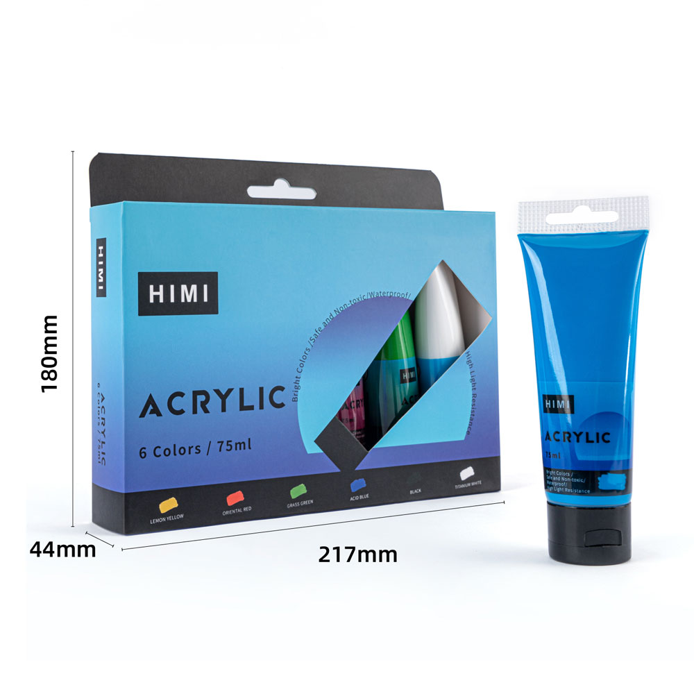 Набор акриловых красок "Himi", 6 цветов, 75 мл
