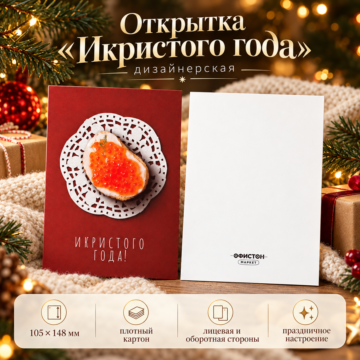 Открытка "Икристого года", 148х105 мм, дизайнерская